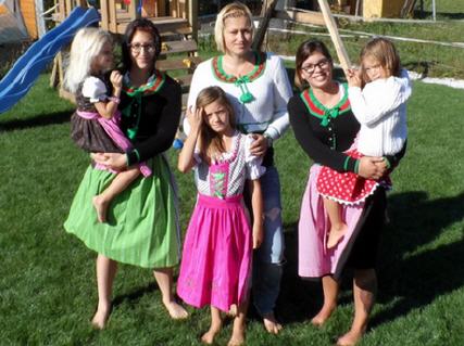 Family in traditional costumes